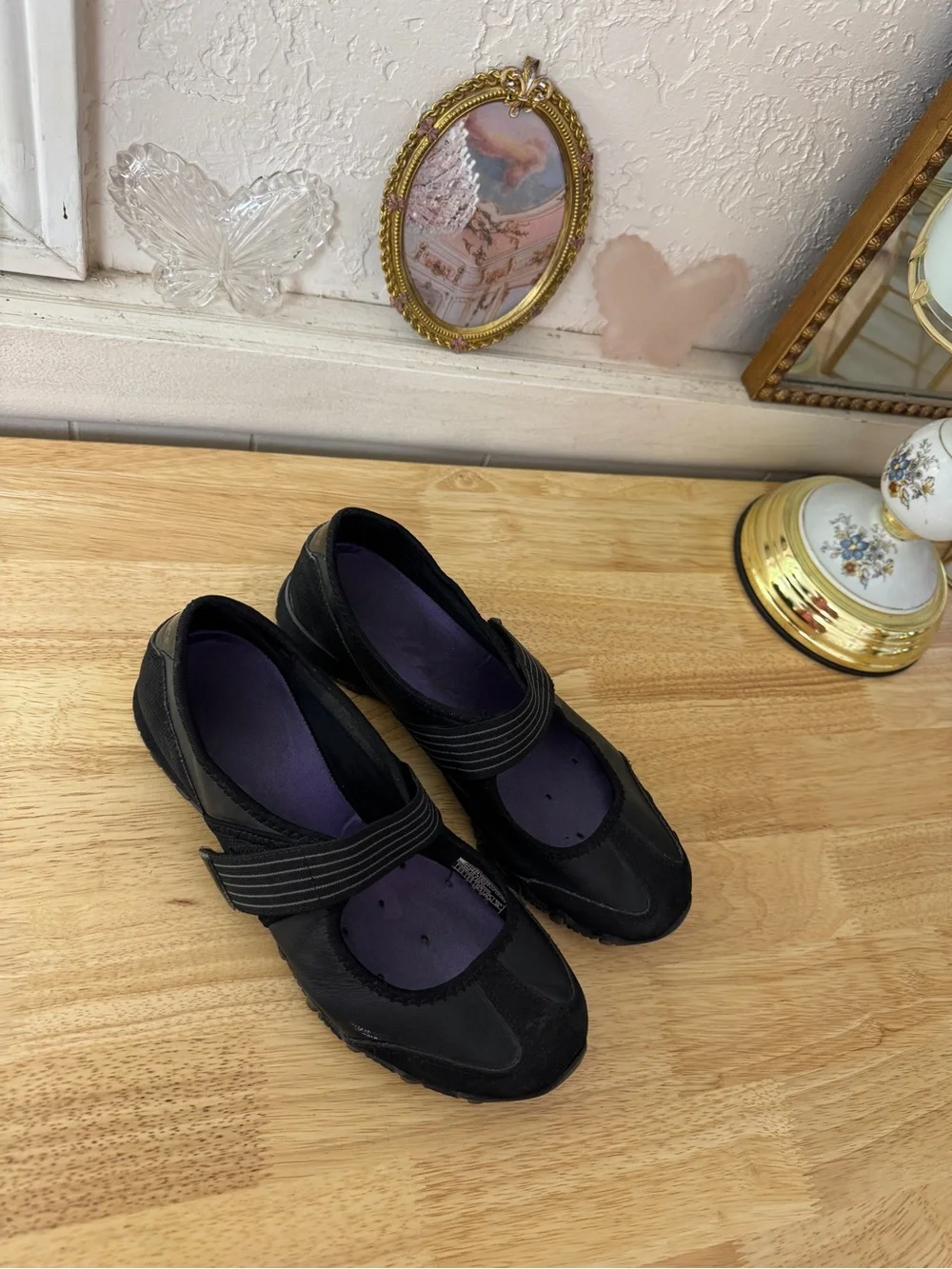 Skechers Bikers Mary Jane Ballet Flats Black Comfort Shoes Women’s 8.5 Y2K Indie
